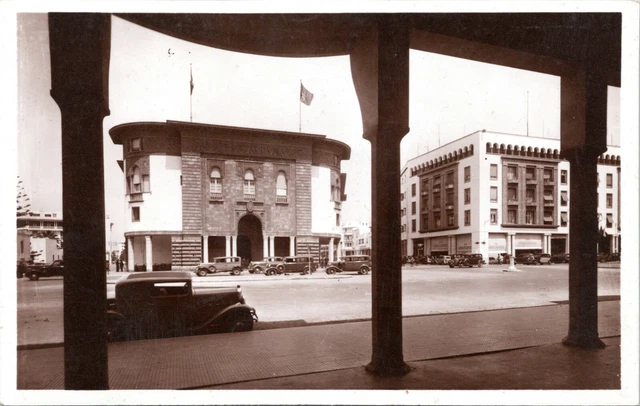 postcard rppc Morocco - Rabat - La Banque d'Etat