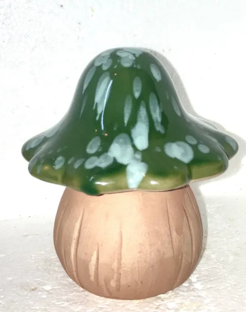 Drip Glaze Ceramic Mushroom Figurine -   GREEN CAP