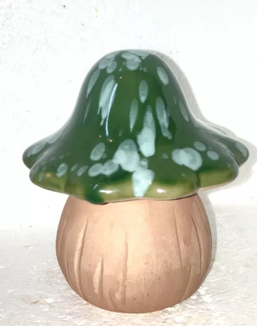 Drip Glaze Ceramic Mushroom Figurine -   GREEN CAP