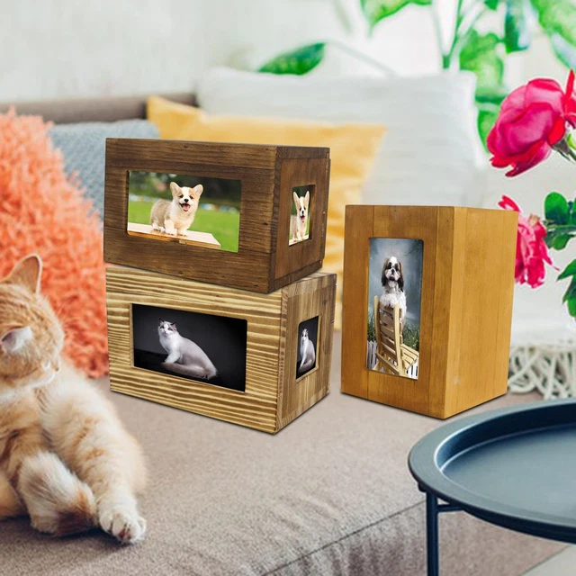 Caja de urnas de madera de ceniza para tumbas de perros y gatos, los recuerdos