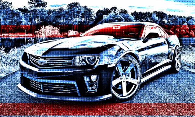 POSTER XXL POP ART GRAFFITI CHEVROLET CAMARO ABSTRAKT POSTER  - 150x90