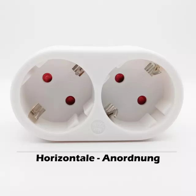 Doppelstecker Mehrfachstecker 2fach Steckdose Multistecker Adapter Horizontal