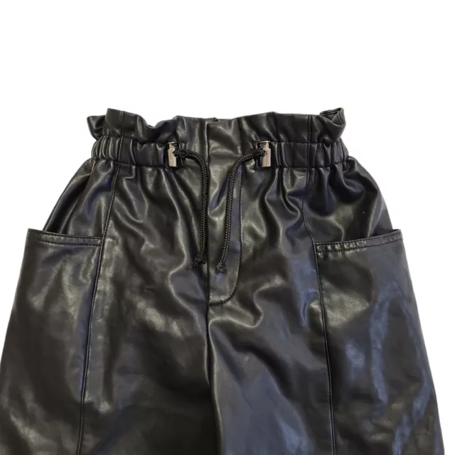 Zara Borsa di carta nera in finta pelle pantaloni neri ragazze età 11-12 anni PP151 2
