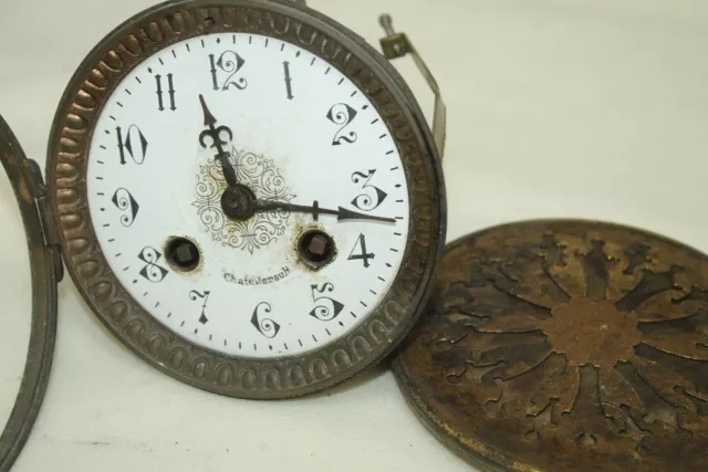 Qa11) Altes franz. Uhrwerk St.Marti Rückdeckel Pendule Kaminuhr Paris um 1890