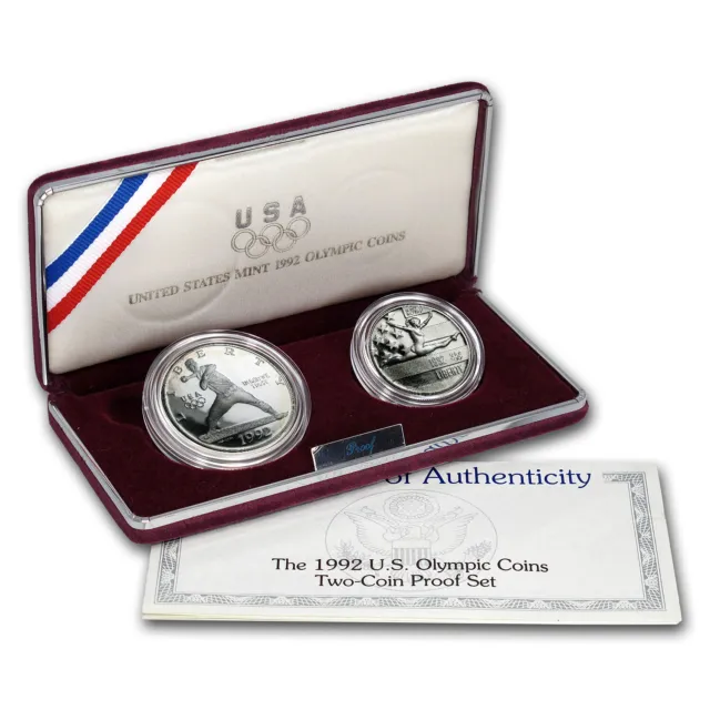 1992 2-Coin Olympic Proof Set (w/box & COA) - SKU #7132