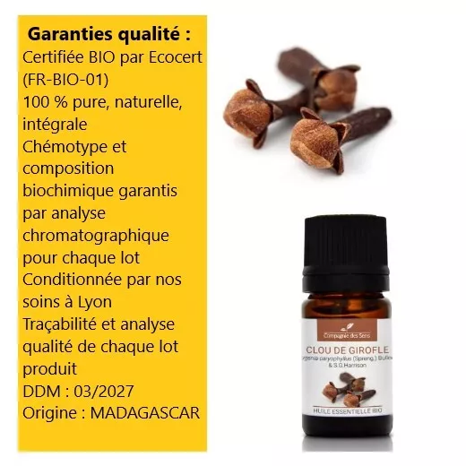 Clou De Girofle - Huile Essentielle Bio Bien Être Soin Aromatherapie Bienfait