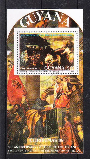 v1510 Guyana/ Weihnachten 1988-Gemälde-Tizian  MiNr Block  28 o