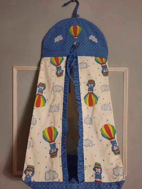 Vintage Diaper Stacker w/Hanger Bear in Hot Air Balloon w/Stars & Clouds