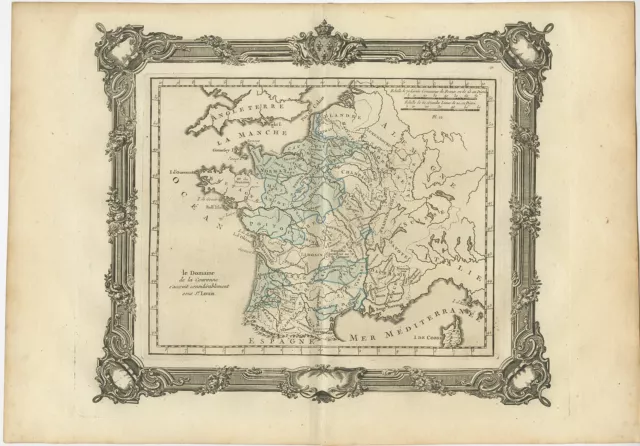 Antique Map of France under the reign of St. Louis by Zannoni (1765)