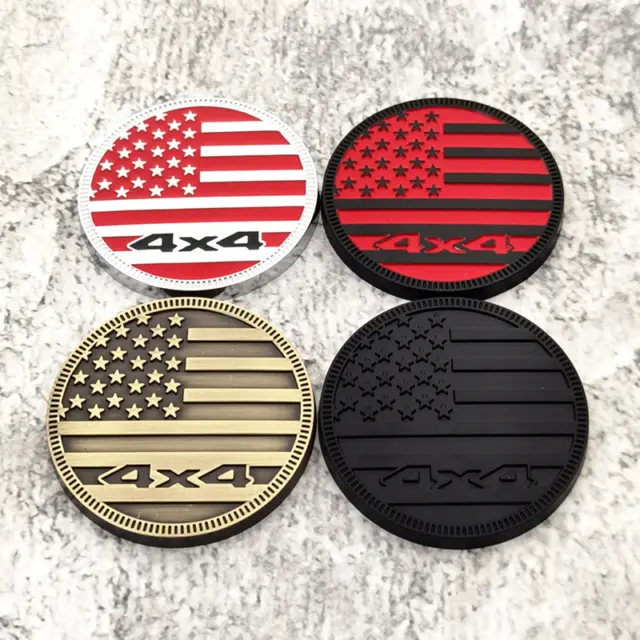Round metal 4x4 American Flag Car 3D Emblem Four Wheel Drive Badge Sticker X1