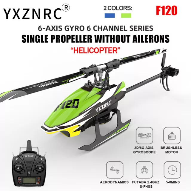 YXZNRC F120 RC Helicopter 2.4G 6CH 6-Axis Gyro 3D 6G Direct Drive Drone BNF RTF