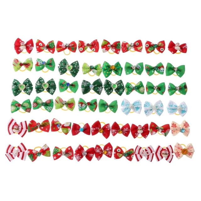 50 piezas Clips para el Cabello Brillante Mascota Flor de Navidad Decoración Arcos para el Cabello Regalo