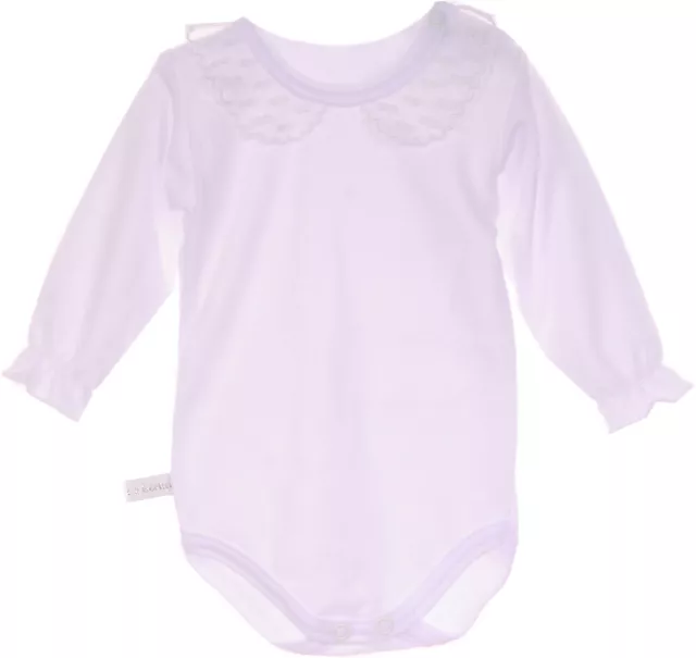 Langarmdoby Spitzen Kragen Taufe Weiß Baby Body  50 56 62 68 74 80 86 92 98 Body