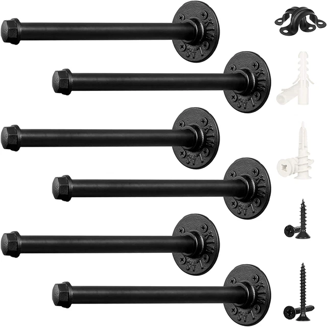 12-Inch Pipe Shelf Brackets for DIY Floating Shelves, Industrial Iron Pipe Brack