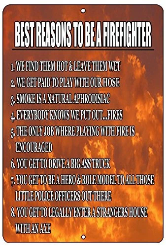Funny Firefighter Metal Tin Sign Wall Decor Man Cave Bar Gift Reason to
