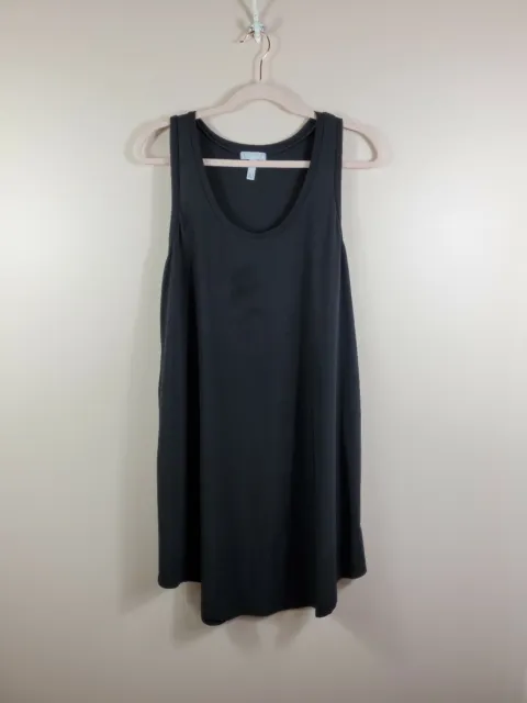 LEITH womens size L black sleeveless scoop neck knee length tunic dress