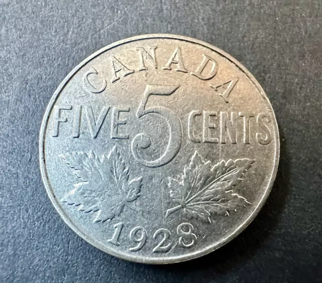 1928 Canada 5 Cent Coin Penny Coin x 1 Ungraded