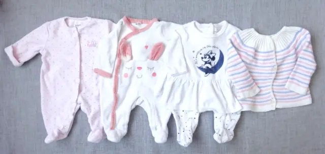 Packung 4 Kleidung Baby Mädchen Jacke Strampler Größe 0 Monat Geburt