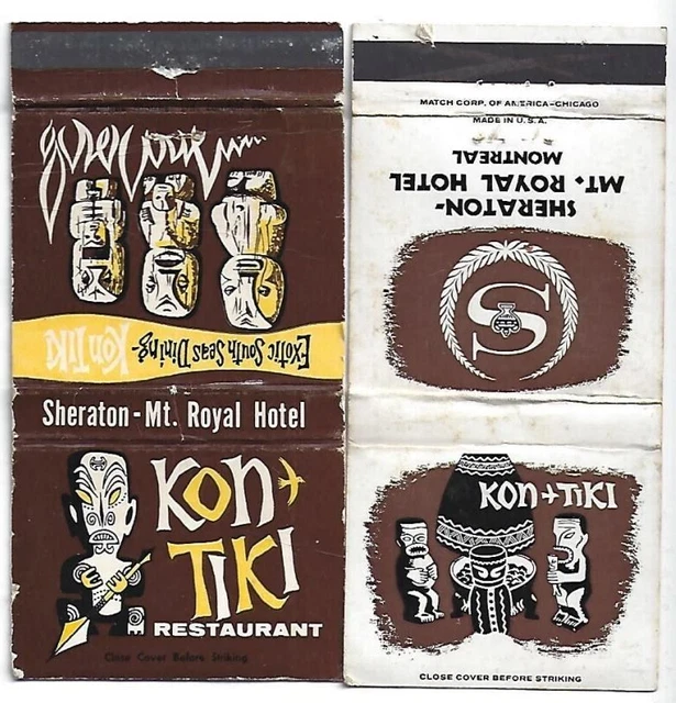 3 Tiki God Tropical Matchbook Kon Tiki Mt. Royal  Sheraton Montreal, QC