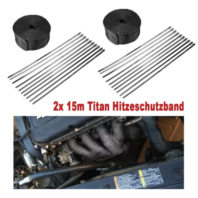 15m Titan Hitzeschutzband Auspuff Band bis 1400° Hitzeschutz Heat