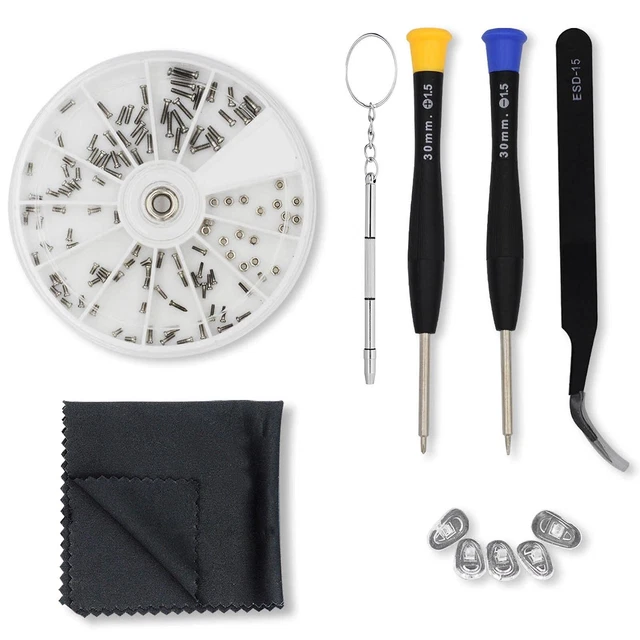 Eyeglass Repair Kit - Anti Slip Nose Pads Glasses Set with Tiny Screws, Nuts,