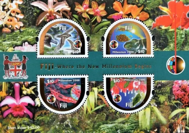 Fiji 2000 Where the New Millennium Begins Miniature Sheet, Slight Tone Spot MNH