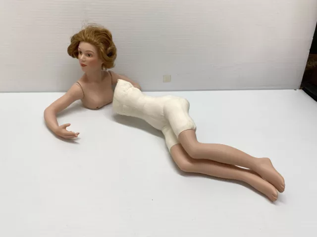 Vintage 1988 CURTIS Lady Cloth Doll Body w/Bisque Porcelain Limbs & head parts