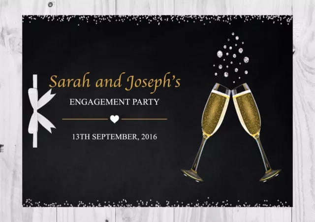 PERSONALISED Guest Book, Champagne, Glitter, Engagement Party, Bridal Shower