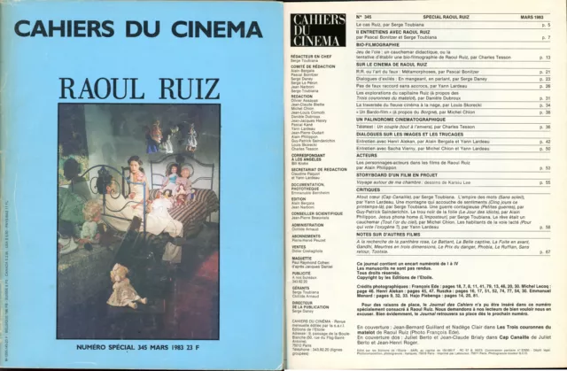 Cahiers du Cinéma N°345 - Spécial Raoul Ruiz... mars 1983