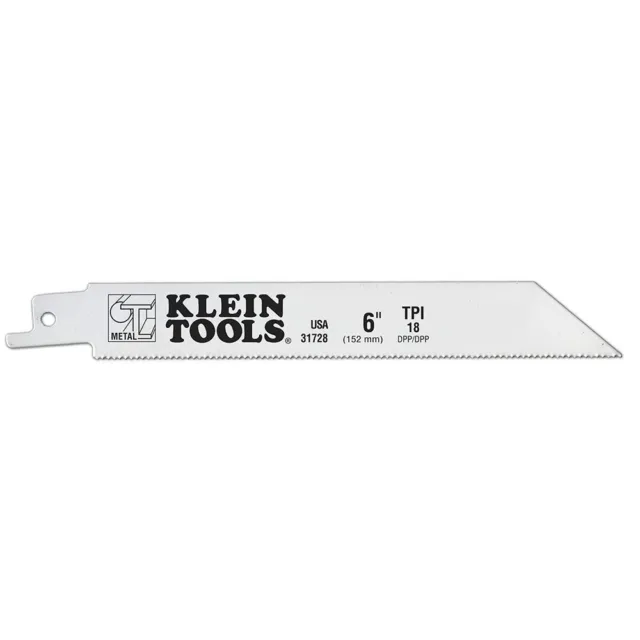 Klein Tools 31728 Reciprocating Saw Blades, 18 TPI, 6-Inch, 5-Pack