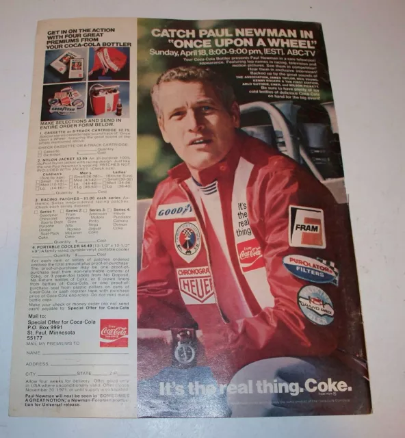 Vintage Coca Cola Paul Newman Magazine Ad Coke