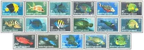 Timbres Poissons Iles Vierges 282/298 ** (63508DH) - cote : 40 €
