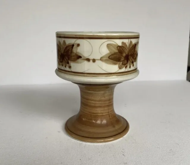 Vintage Jersey Pottery Goblet Or Planter Retro 1970s Brown/Cream Hand Painted