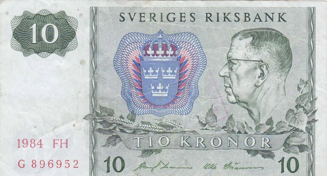 Geldschein Schweden 10 Krone Tio Kronor