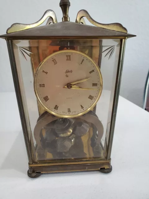 Antique 1955 Schatz 400 Day Clock Brass & Glass Made In Germany FOR PARTS