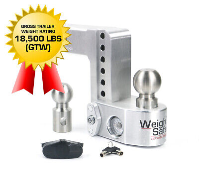Weigh Safe WS6-2.5 6" Drop Hitch 2.5" Receiver w/ Tongue Weight Gauge 18,500LBS