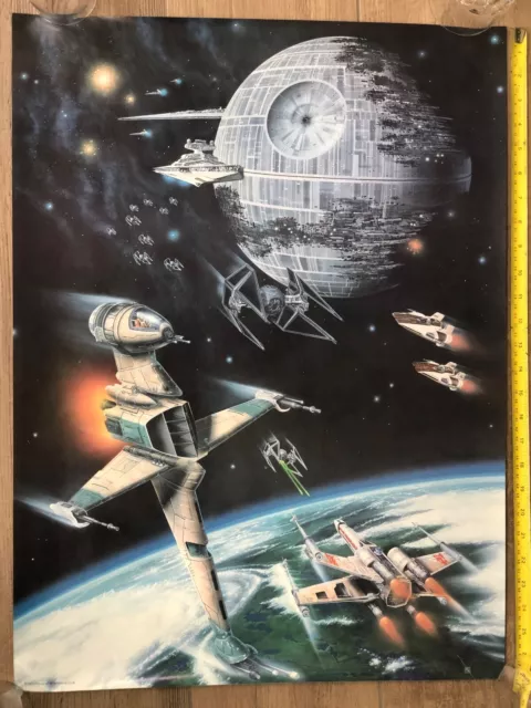 Original 1983 UK Star Wars RETURN OF THE JEDI Poster Death Star Battle