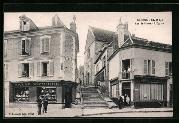 CPA Epernon, Rue St-Pierre & l´Eglise