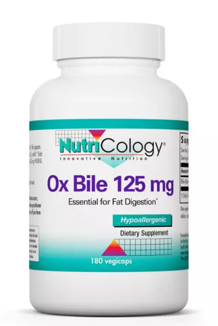 Nutricology, Ox Bile (Ochsengalle), 125mg, 180 Veg. Kapseln