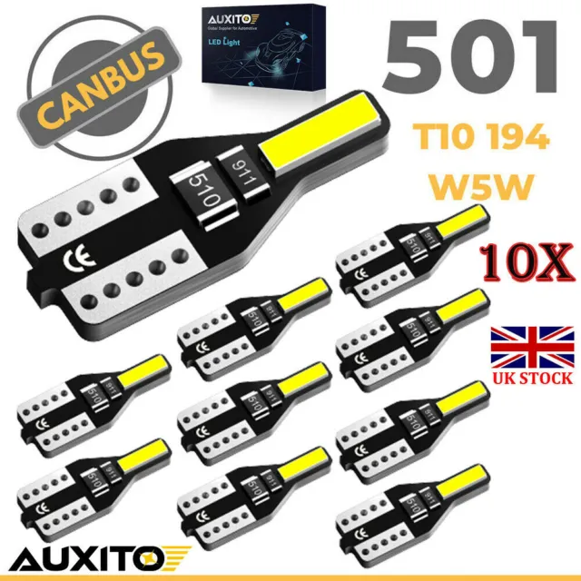 10X AUXITO 501 T10 W5W LED Wedge Number Plate Side Light Bulb Canbus Error Free