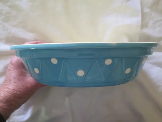 DIANA DOTTED BLUE LIDDED CASSEROLE DISH AUSTRALIAN POTTERY CERAMIC c1950s