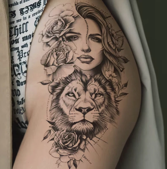 Tatouage Temporaire Rose Et Love – étanche, Noir, Motif Fleur Pour Femme, Neuf