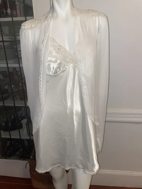 VINTAGE VAL MODE Peignoir Lingerie Set Womens Small White Bridal ...