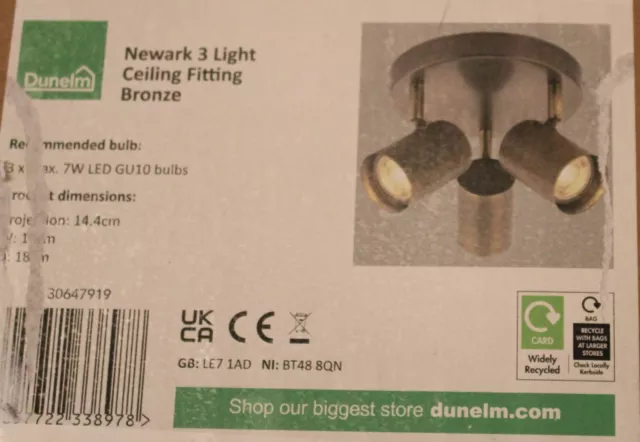 Newark 3 light fitting deals