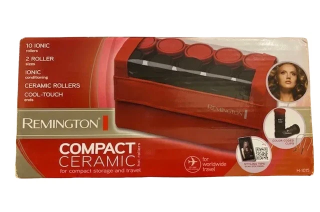 Remington Compact Ceramic Hot Rollers In Travel Case 10 Rollers 2 Sizes H1015