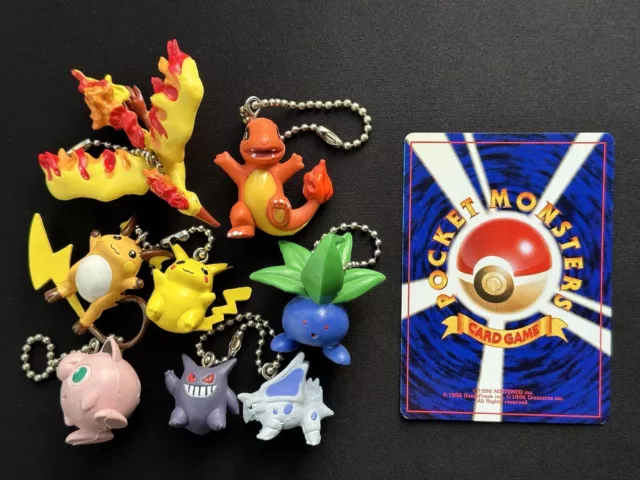 1997 Japanese Pokémon Keyring Figure Set Pikachu Gengar Moltres Jigglypuff Etc