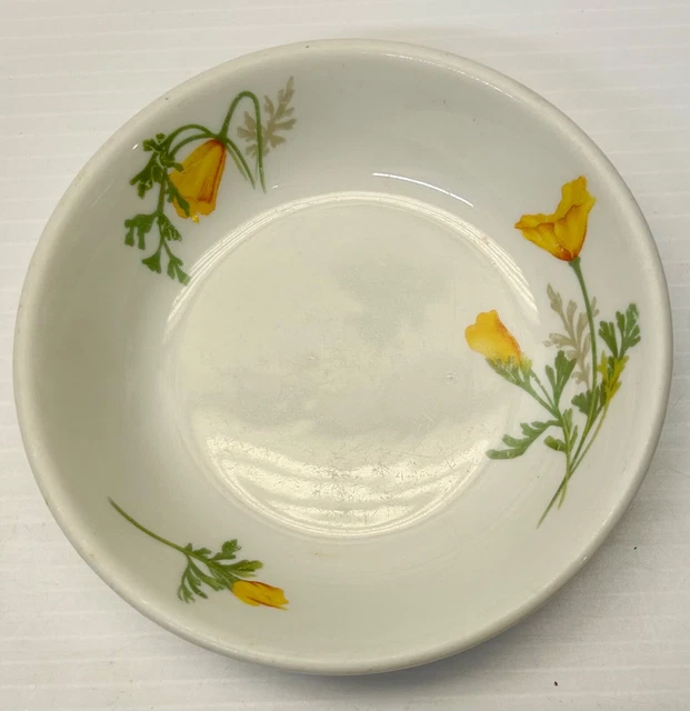 1938 Santa Fe Railroad California Poppy Berry Bowl with Santa Fe Back-Stamp