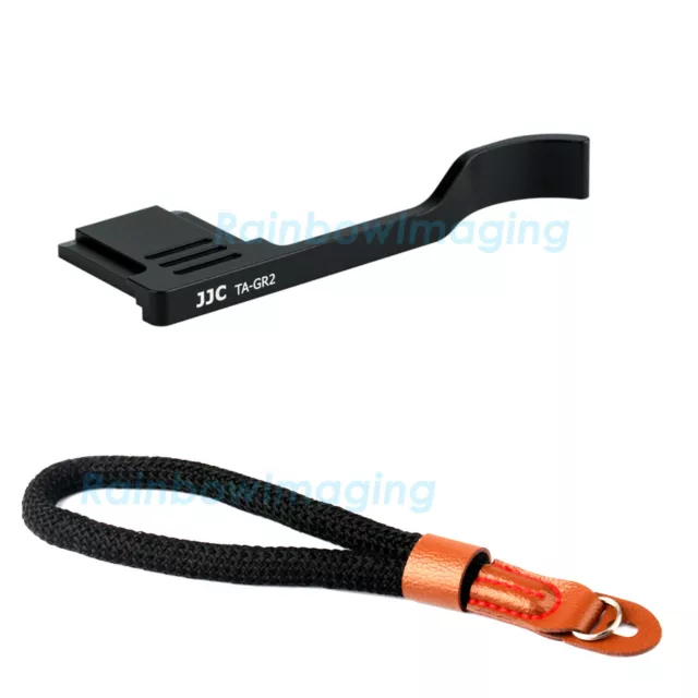 JJC TA-GR2 Aluminum Thumbs Up Grip for Ricoh GR II GR2 Camera +Cotton Hand Strap