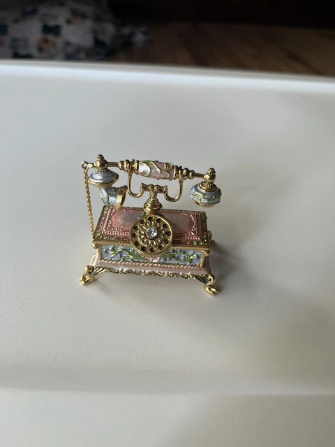 Nobility Pink Bejeweled Telephone Trinket Box Vhtf Great Condition