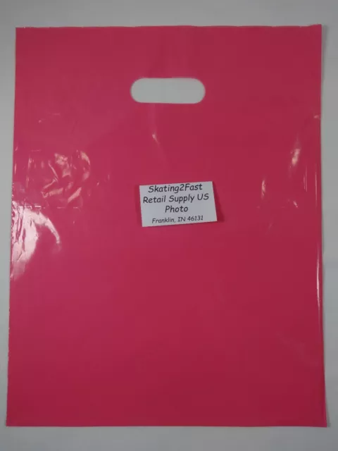100 Qty. 12" x 15" Pink Glossy Low Density Merchandise Bag Retail Shopping Bags